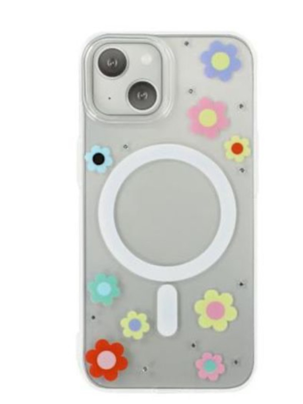 prime connect 15 plus 14 plus  12-13-14-pro Max crystal Case daisies